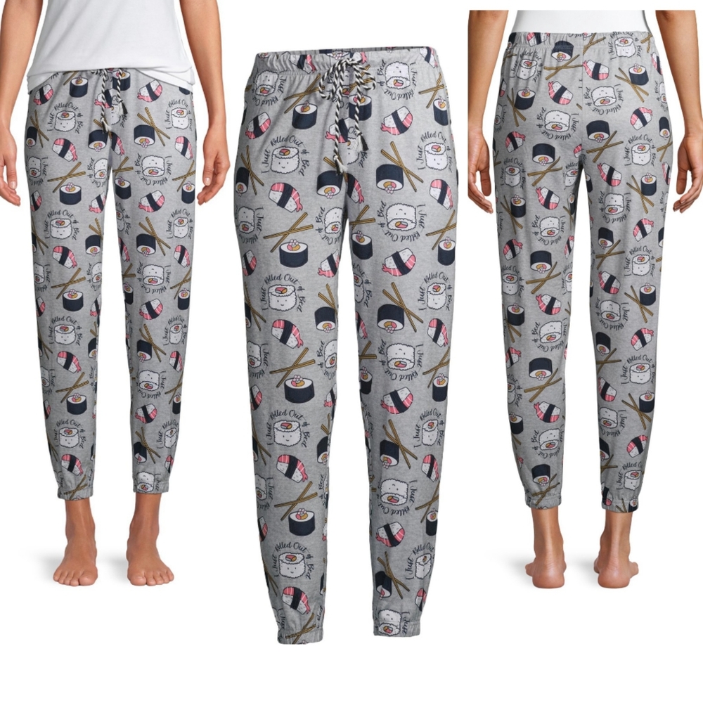 NWOT Briefly Stated Sushi PJ Joggers Lounge Sleep Pants XL (16-18)